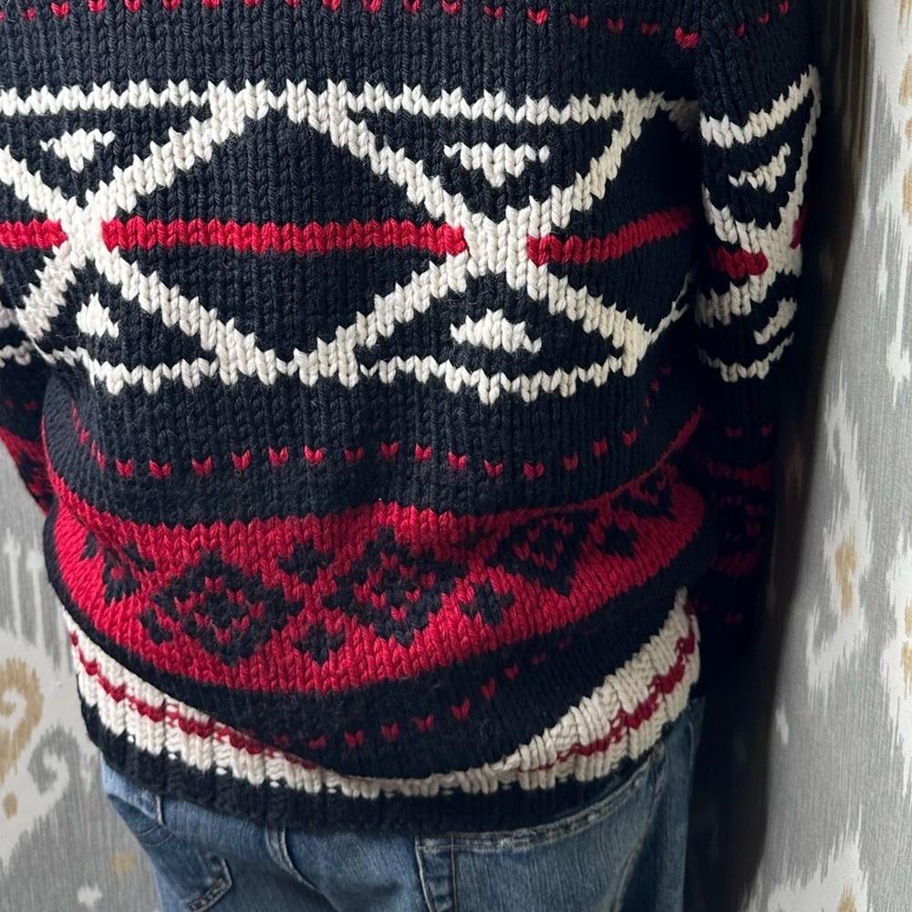 Polo Ralph Lauren Southwestern Aztec Hand-Knit Black Wool Shawl Collar Sweater - Picture 8 of 16